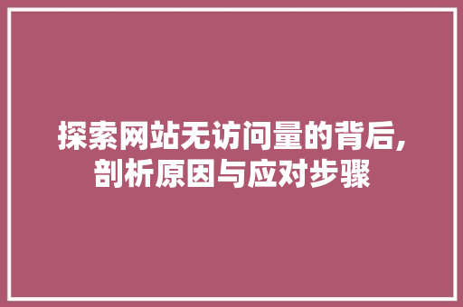 探索网站无访问量的背后,剖析原因与应对步骤 探索网站无访问量的背后,剖析原因与应对步骤 必应SEO