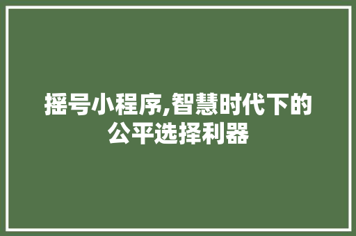 摇号小程序,智慧时代下的公平选择利器 摇号小程序,智慧时代下的公平选择利器 SEO关键词
