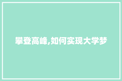 攀登高峰,如何实现大学梦 攀登高峰,如何实现大学梦 SEO关键词