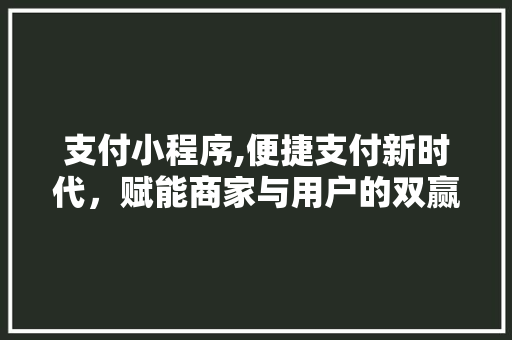支付小程序,便捷支付新时代，赋能商家与用户的双赢之路 支付小程序,便捷支付新时代，赋能商家与用户的双赢之路 搜狗SEO