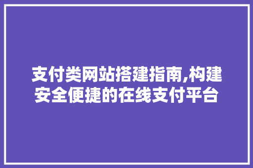 支付类网站搭建指南,构建安全便捷的在线支付平台 支付类网站搭建指南,构建安全便捷的在线支付平台 百度SEO