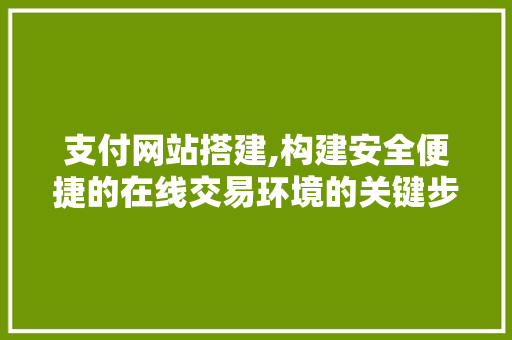 支付网站搭建,构建安全便捷的在线交易环境的关键步骤分析 支付网站搭建,构建安全便捷的在线交易环境的关键步骤分析 搜狗SEO