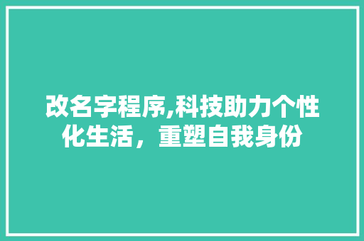 改名字程序,科技助力个性化生活，重塑自我身份 改名字程序,科技助力个性化生活，重塑自我身份 网站建设公司