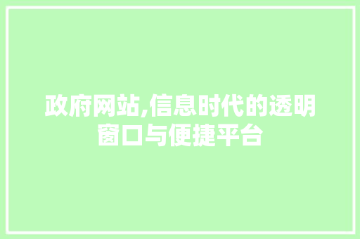 政府网站,信息时代的透明窗口与便捷平台 政府网站,信息时代的透明窗口与便捷平台 神马SEO