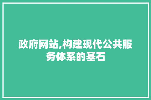 政府网站,构建现代公共服务体系的基石 政府网站,构建现代公共服务体系的基石 搜狗SEO