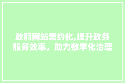 政府网站集约化,提升政务服务效率，助力数字化治理 政府网站集约化,提升政务服务效率，助力数字化治理 神马SEO