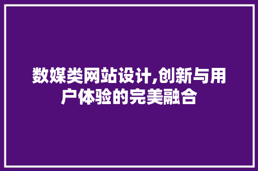 数媒类网站设计,创新与用户体验的完美融合 数媒类网站设计,创新与用户体验的完美融合 必应SEO