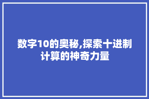 数字10的奥秘,探索十进制计算的神奇力量 数字10的奥秘,探索十进制计算的神奇力量 必应SEO