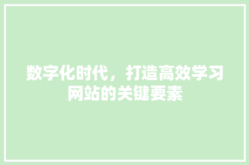 数字化时代，打造高效学习网站的关键要素 网站建设公司