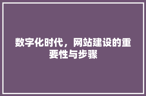 数字化时代，网站建设的重要性与步骤 数字化时代，网站建设的重要性与步骤 SEO关键词