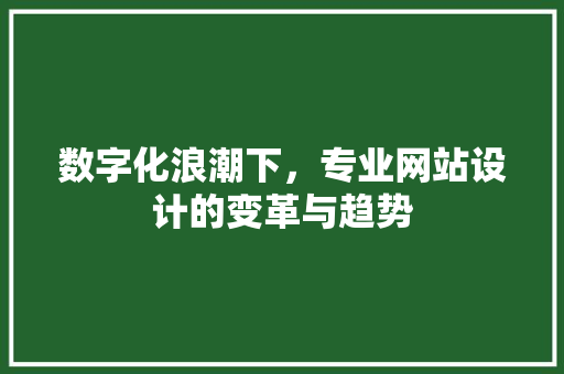 数字化浪潮下，专业网站设计的变革与趋势 数字化浪潮下，专业网站设计的变革与趋势 SEO关键词