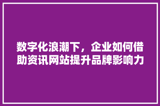 数字化浪潮下，企业如何借助资讯网站提升品牌影响力 数字化浪潮下，企业如何借助资讯网站提升品牌影响力 必应SEO