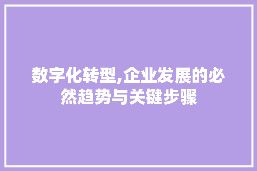 数字化转型,企业发展的必然趋势与关键步骤 数字化转型,企业发展的必然趋势与关键步骤 必应SEO