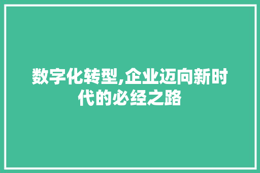 数字化转型,企业迈向新时代的必经之路 数字化转型,企业迈向新时代的必经之路 必应SEO