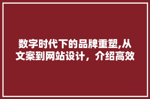 数字时代下的品牌重塑,从文案到网站设计，介绍高效营销之路 数字时代下的品牌重塑,从文案到网站设计，介绍高效营销之路 必应SEO