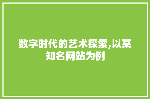数字时代的艺术探索,以某知名网站为例 数字时代的艺术探索,以某知名网站为例 百度SEO