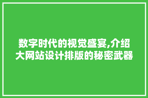 数字时代的视觉盛宴,介绍大网站设计排版的秘密武器 数字时代的视觉盛宴,介绍大网站设计排版的秘密武器 搜狗SEO