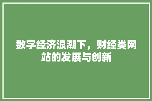 数字经济浪潮下，财经类网站的发展与创新 数字经济浪潮下，财经类网站的发展与创新 百度SEO
