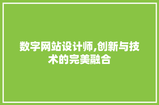 数字网站设计师,创新与技术的完美融合 数字网站设计师,创新与技术的完美融合 网站建设公司