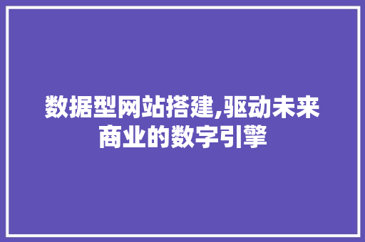 数据型网站搭建,驱动未来商业的数字引擎 数据型网站搭建,驱动未来商业的数字引擎 百度SEO