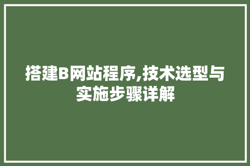 搭建B网站程序,技术选型与实施步骤详解 搭建B网站程序,技术选型与实施步骤详解 百度SEO
