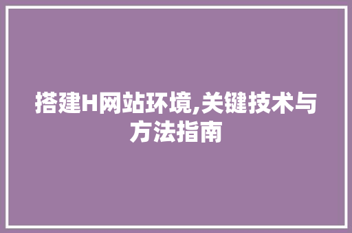 搭建H网站环境,关键技术与方法指南 搭建H网站环境,关键技术与方法指南 搜狗SEO