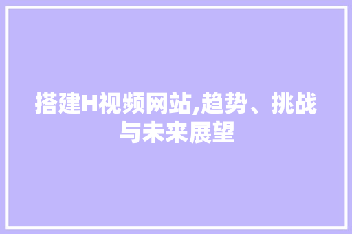 搭建H视频网站,趋势、挑战与未来展望