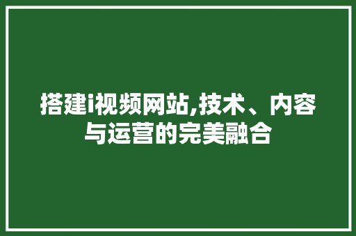 搭建i视频网站,技术、内容与运营的完美融合