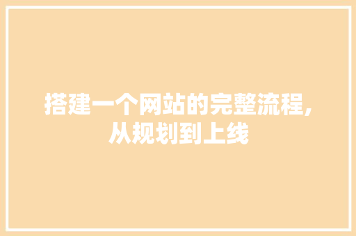 搭建一个网站的完整流程,从规划到上线