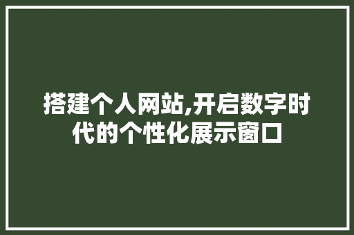 搭建个人网站,开启数字时代的个性化展示窗口