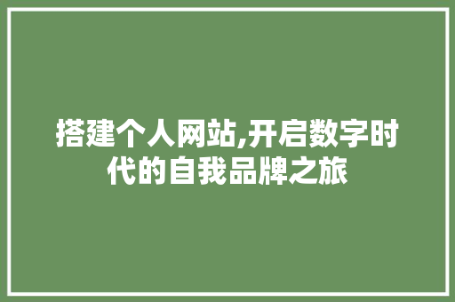 搭建个人网站,开启数字时代的自我品牌之旅 搭建个人网站,开启数字时代的自我品牌之旅 必应SEO
