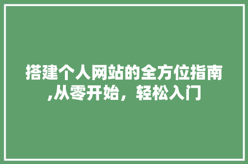 搭建个人网站的全方位指南,从零开始，轻松入门 搭建个人网站的全方位指南,从零开始，轻松入门 神马SEO