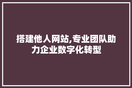 搭建他人网站,专业团队助力企业数字化转型 搭建他人网站,专业团队助力企业数字化转型 必应SEO