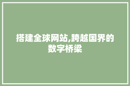 搭建全球网站,跨越国界的数字桥梁 搭建全球网站,跨越国界的数字桥梁 百度SEO