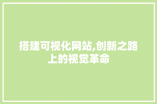 搭建可视化网站,创新之路上的视觉革命 搭建可视化网站,创新之路上的视觉革命 SEO关键词