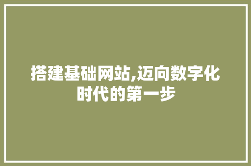 搭建基础网站,迈向数字化时代的第一步 搭建基础网站,迈向数字化时代的第一步 百度SEO