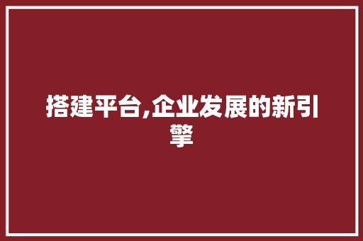 搭建平台,企业发展的新引擎 搭建平台,企业发展的新引擎 百度SEO