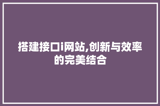 搭建接口i网站,创新与效率的完美结合 搭建接口i网站,创新与效率的完美结合 网站建设公司