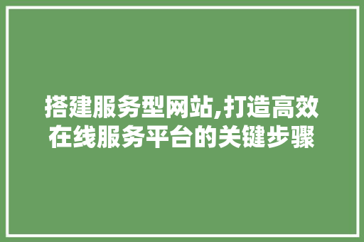 搭建服务型网站,打造高效在线服务平台的关键步骤 搭建服务型网站,打造高效在线服务平台的关键步骤 百度SEO
