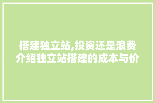搭建独立站,投资还是浪费介绍独立站搭建的成本与价值 搭建独立站,投资还是浪费介绍独立站搭建的成本与价值 百度SEO
