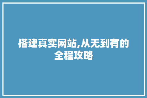 搭建真实网站,从无到有的全程攻略 搭建真实网站,从无到有的全程攻略 神马SEO