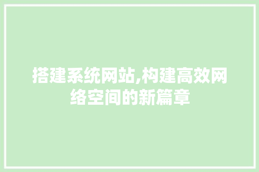 搭建系统网站,构建高效网络空间的新篇章 搭建系统网站,构建高效网络空间的新篇章 网站建设公司