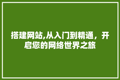 搭建网站,从入门到精通，开启您的网络世界之旅 搭建网站,从入门到精通，开启您的网络世界之旅 必应SEO
