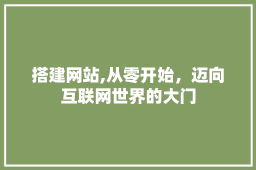 搭建网站,从零开始，迈向互联网世界的大门 搭建网站,从零开始，迈向互联网世界的大门 神马SEO