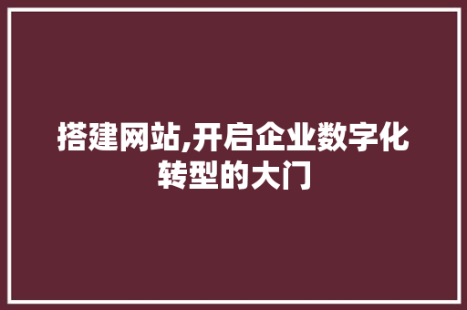 搭建网站,开启企业数字化转型的大门 搭建网站,开启企业数字化转型的大门 百度SEO
