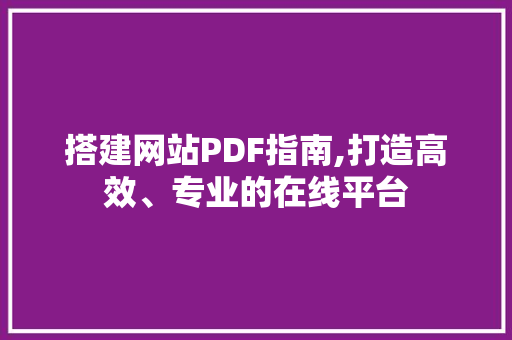 搭建网站PDF指南,打造高效、专业的在线平台 搭建网站PDF指南,打造高效、专业的在线平台 必应SEO