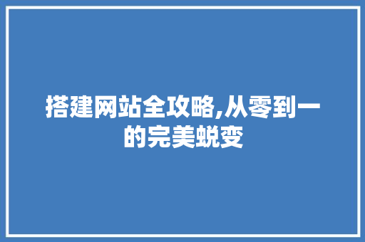 搭建网站全攻略,从零到一的完美蜕变 搭建网站全攻略,从零到一的完美蜕变 网站建设公司
