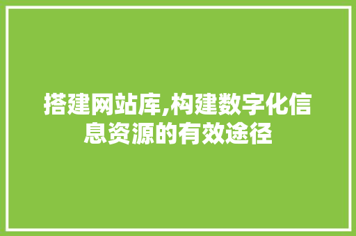 搭建网站库,构建数字化信息资源的有效途径 搭建网站库,构建数字化信息资源的有效途径 必应SEO