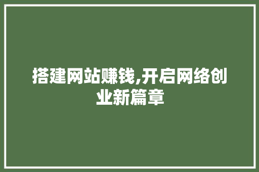搭建网站赚钱,开启网络创业新篇章 搭建网站赚钱,开启网络创业新篇章 SEO关键词