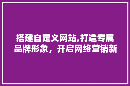 搭建自定义网站,打造专属品牌形象，开启网络营销新篇章 搭建自定义网站,打造专属品牌形象，开启网络营销新篇章 搜狗SEO